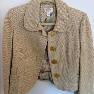 Talbots Petite Beige Tweed Women's Blazer